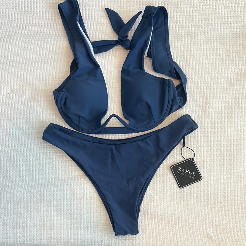 Zaful Blue Sporty Bikini Set